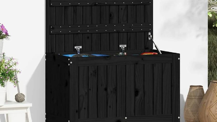 Boîte de rangement de jardin noir 76 x 42,5 x 54 cm Junzai
