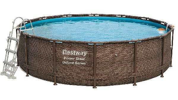 Piscine tubulaire ronde effet rotin Power Steel Deluxe Bestway 56664-19