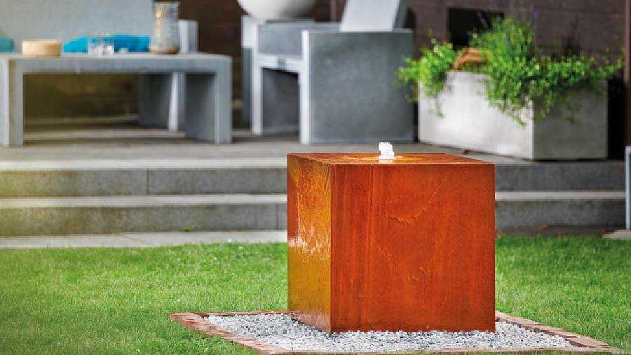 Table d’eau en acier Corten OASE Cube 60 CS