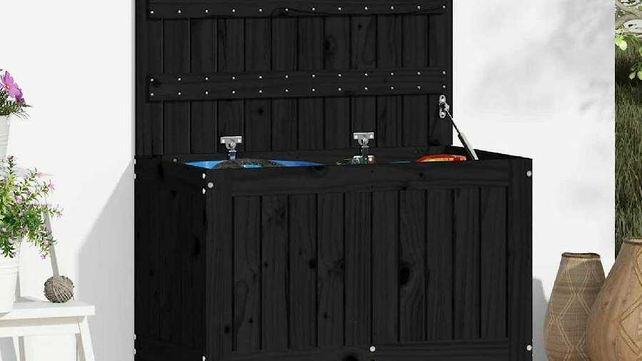 Boîte de rangement de jardin noir 76 x 42,5 x 54 cm Junzai